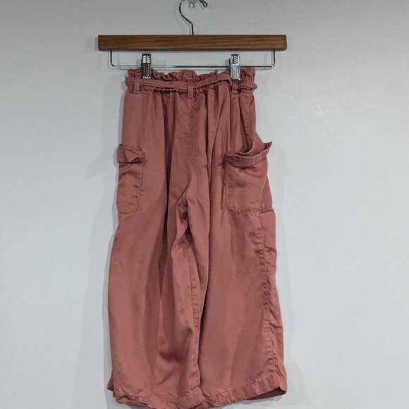 Petit Bateau Paperbag Waist Cargo Wide Leg Pants Pink Size 8 - Picture 2 of 2
